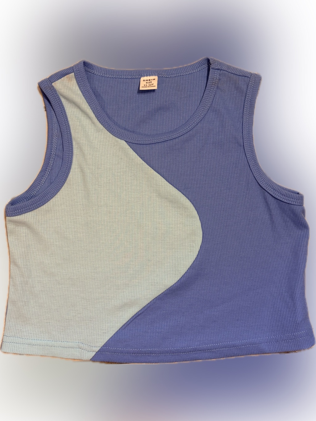Shein Ribbed Colorblock Crop Tank - Periwinkle & Mint